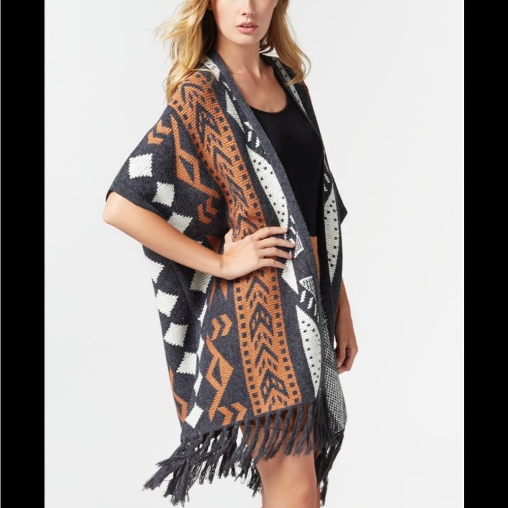Fringe blanket poncho